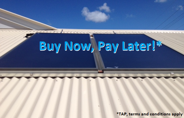 Solar hot water panels installed on a corrugated roof in Maroochydore